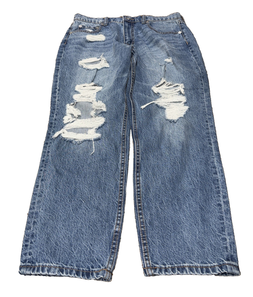 Aeropostale Light Wash Distressed Mom Jeans Size 10 High Rise